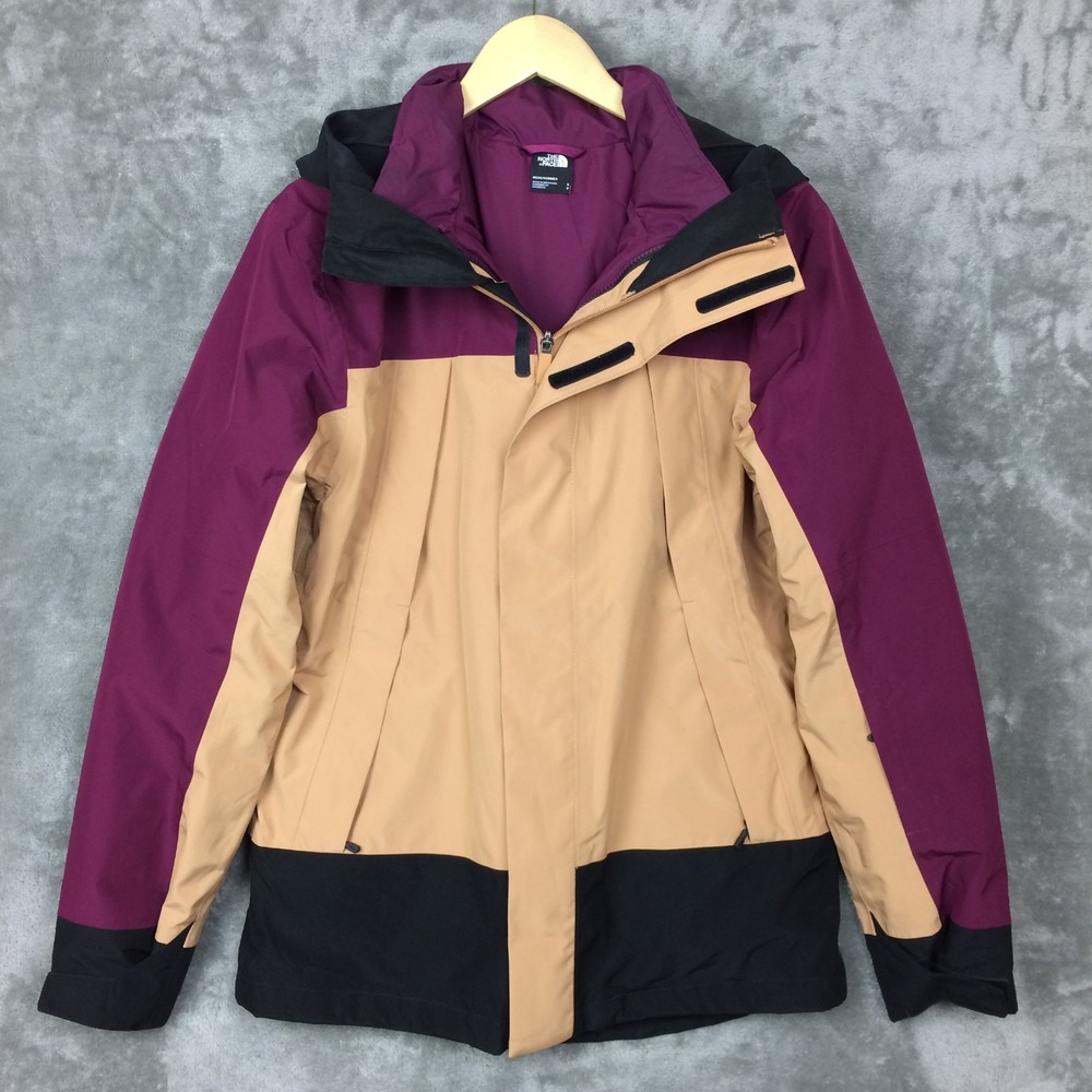 The North Face Jacket Mens Small Beige Hooded 3 in 1 Ski Snow Insulated